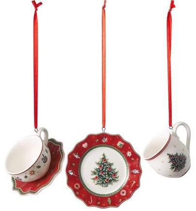 Toy's Delight Decoration Ukras Set stolnog posuđa crveni, 3 kom.