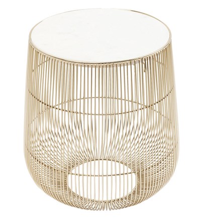 Pomoćni stol Beam White Marble Brass fi32